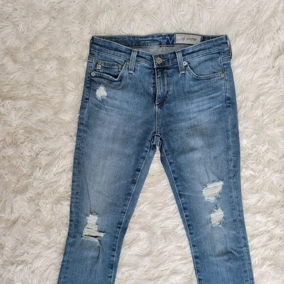 AG Adriano Goldschmied Blue Distressed The Legging Super Skinny - Size 0